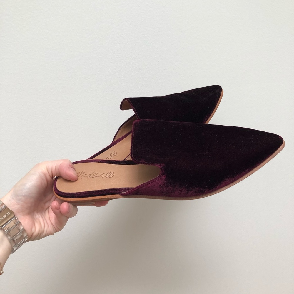 Madewell Gemma Pointed Toe Velvet Flat / Mule